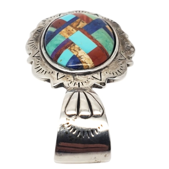 Shube Sterling Silver Navajo Mosaic Inlay Pendant #20786 - Picture 2 of 9